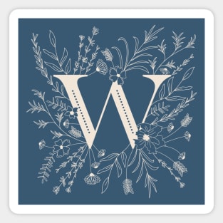 Botanical Letter W (Lake Blue) Magnet